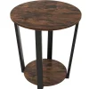 Tische^Costway Runder Beistelltisch Sofatisch mit Metallrahmen Braun