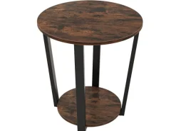 Tische^Costway Runder Beistelltisch Sofatisch mit Metallrahmen Braun