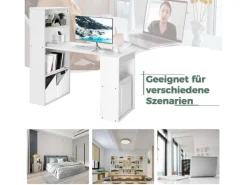 Regal Weiß|Bücherregale^Costway Schreibtisch mit Bücherregal 122 x 56 x 122 cm