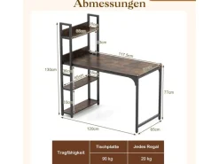 Tische^Costway Schreibtisch mit Ladestation