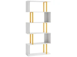 Costway Standregal mit 5 Ebenen S-förmig Büroregal Freistehend Weiß