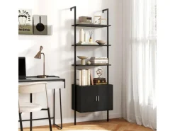 Bücherregale^Costway 5-Stöckiges Leiterregal Bücherregal 60 x 35 x 184cm Schwarz