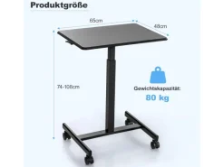 Tische^Costway Stehpult Höhenverstellbar Steh-Sitz Schreibtisch 65 x 48 cm