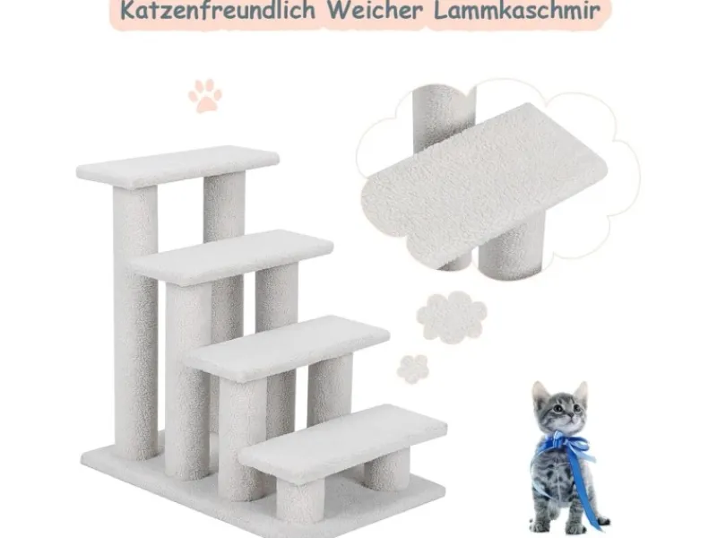 Katzenbedarf^Costway Tiertreppe Katzentreppe 4 Stufen Haustiertreppe