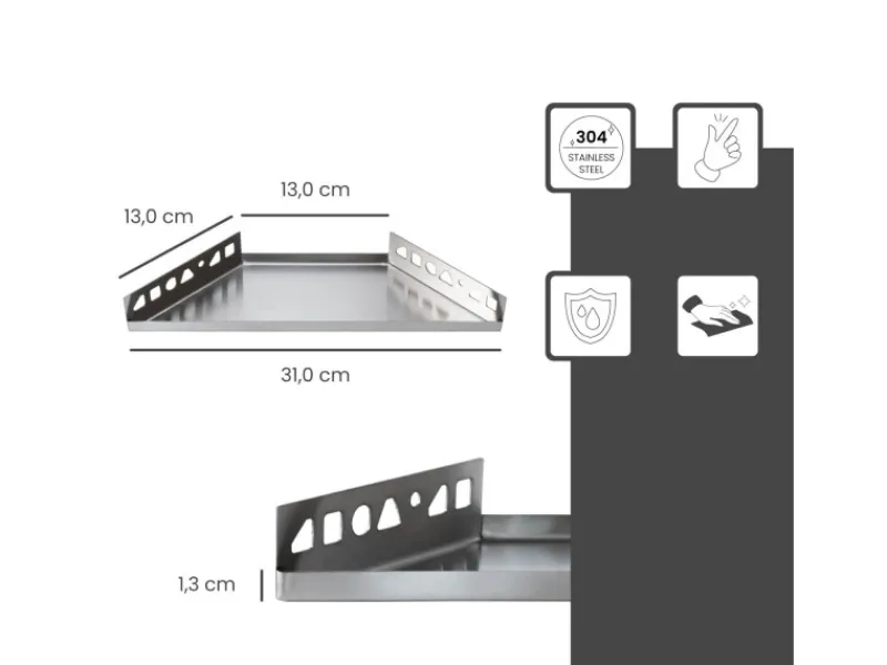 Dalsys Duschablage Befliesbar 310mm x 130mm Edelstahl Silber