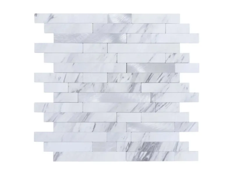 Dalsys Klebefolien^Selbstklebende Fliesen 1m² 11 Stück Stäbe Weiß Silber