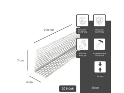 DAPRONA Insektenschutz^Lüftungswinkel Alu 20x 2m x 30mm x 70mm Silber Fassaden Lüftungswinkel