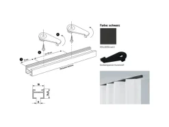 Deco-Raum Vorhänge^Gardinenschiene nach Maß 1-Lauf Square 160cm