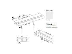Deco-Raum Gardinenschienen^Gardinenschiene nach Maß 1-Lauf Deckenmontage Minimal 310cm