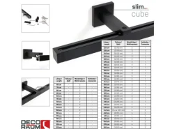 Deco-Raum Gardinenschienen^Gardinenschiene nach Maß 1-Lauf Cube Schwarz 100cm