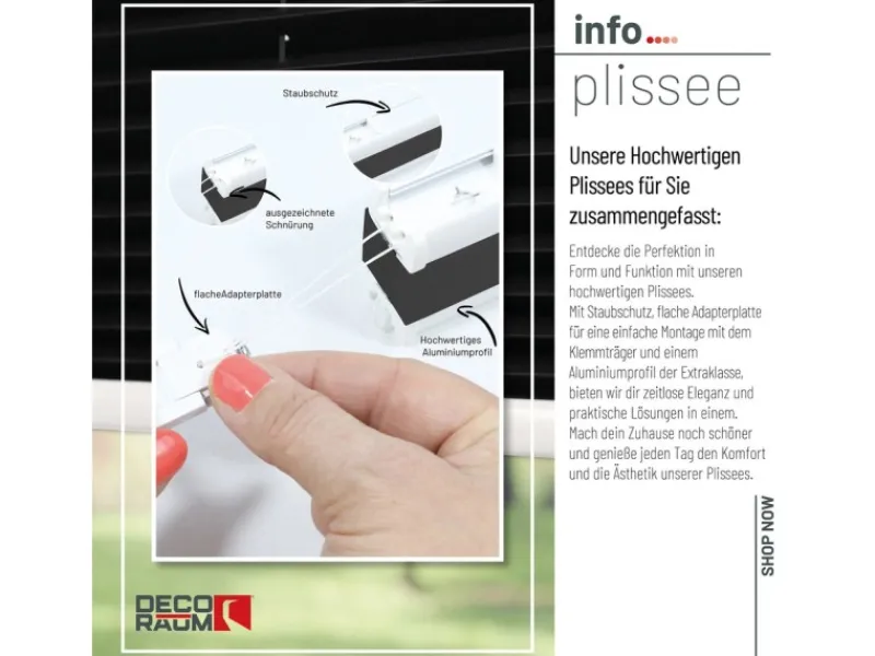 Deco-Raum Plissees^Plissee Basic ohne Bohren 75x150cm Blickdicht Klemmfix