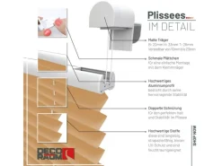 Deco-Raum Plissee Basic ohne Bohren 90x150cm Blickdicht Klemmfix