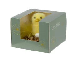 Decoris Ostern^Deko-Nest mit Huhn Polyester Ø 7 cm Gelb-Braun