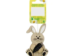 Ostern^Dekoanhänger Hasen mit Karotte 15,5 cm x 6,3 cm x 1 cm Braun-Schwarz