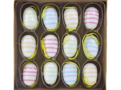 Ostern^Dekoanhänger Ostern Holz-Set Mehrfarbig 12 Stück