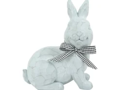 Ostern^Dekofigur Sitzender Hase Polyresin Grau 17,5 x 11 x 21 cm