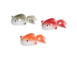 Vogeltränken^Deko-Fisch Schwimmend Porzellan Farbenauswahl 3 cm Rot/Orange/Grau