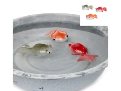 Vogeltränken^Deko-Fisch Schwimmend Porzellan Farbenauswahl 3 cm Rot/Orange/Grau