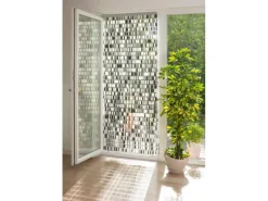 Dekorationsvorhang Tube Schwarz-Grau-Beige 90 cm x 200 cm