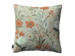 Dekoria Kissenhülle Kinga aus Stoffkollektion Flowers in Grau-Orange-Grün in 43 x 43 cm