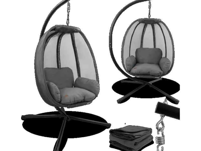 deluxe4home Hängesessel mit Gestell Indoor & Outdoor Inklusive Kuscheldecke
