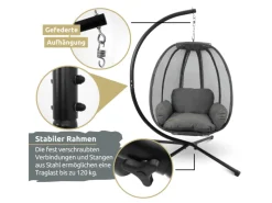 deluxe4home Hängesessel mit Gestell Indoor & Outdoor Inklusive Kuscheldecke