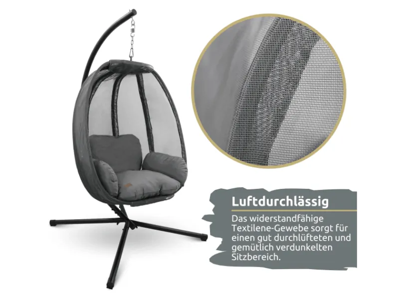 deluxe4home Hängesessel mit Gestell Indoor & Outdoor Inklusive Kuscheldecke