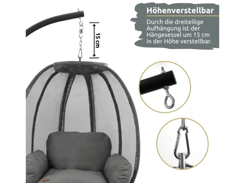 deluxe4home Hängesessel mit Gestell Indoor & Outdoor Inklusive Kuscheldecke