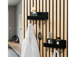 Denpanels Wandregale^Regal schwarz mit 4 Stiften 21,5 cm inkl. Schrauben