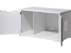 Dobar Design Katzenschrank XL Katzenhöhle 95 x 54 x 57,5 cm Weiß