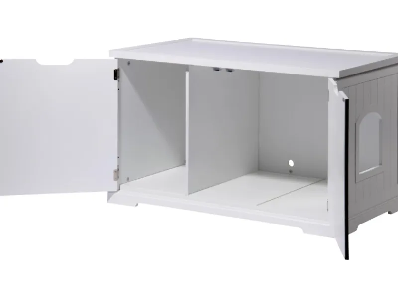 Dobar Design Katzenschrank XL Katzenhöhle 95 x 54 x 57,5 cm Weiß