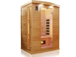 Dewello Sitzbänke^Infrarotkabine Sauna Pierson 135cm x 105cm 2 Personen Vollspektrum & Karbonstrahler Hemlock Tannenholz