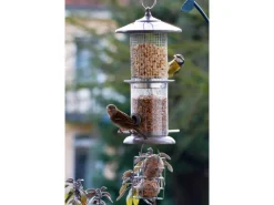 Dobar Vogelbedarf^Metall-Multifunktions-Futtersäule für Vögel 16 cm x 16 cm x 50 cm Weiß