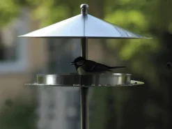 Dobar Vogelbedarf^Rundes Design-Futterhaus Edelstahl mit Ständer