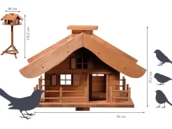 Dobar Vogelbedarf^Vogelfutterhaus Almhütte mit Futtersilo 66 cm x 66 cm x 136,5 cm Braun