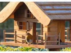 Dobar Vogelbedarf^Vogelfutterhaus Almhütte mit Futtersilo 66 cm x 66 cm x 136,5 cm Braun