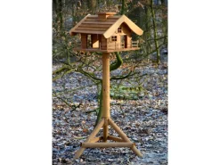 Dobar Vogelbedarf^Vogelfutterhaus Almhütte mit Futtersilo 66 cm x 66 cm x 136,5 cm Braun