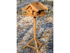 Dobar Vogelbedarf^Vogelfutterhaus Almhütte mit Futtersilo 66 cm x 66 cm x 136,5 cm Braun
