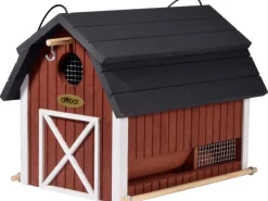 Dobar Vogelbedarf^Vogelfutterhaus Katthult 31,5 cm x 22 cm x 24 cm Rot-Schwarz