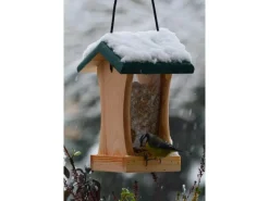 Dobar Vogelbedarf^Vogelfutterstation mit Acrylglas-Futtersilo 16 cm x 16 cm x 24 cm Grün