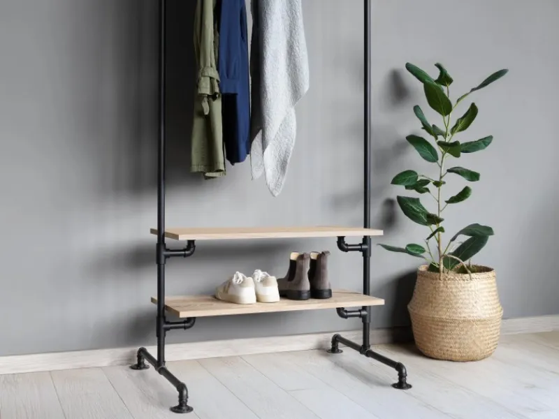 Dolle Regalsysteme^90°-Eckverbinder für Pipe-Regalsystem 2 Innengewinden 20 mm (3/4") Schwarz