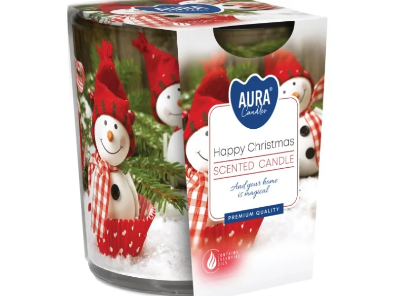 Kerzen^Duftkerze im Glas Happy Christmas Ø 7,2 cm x 7,8 cm