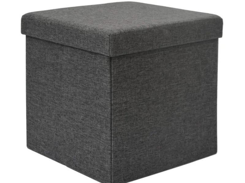 DuneDesign Hocker^Faltbarer Sitzwürfel 38 x 38 x 38 cm mit Stauraum Dunkelgrau