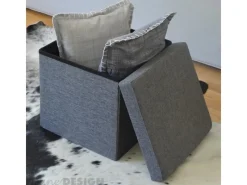 DuneDesign Hocker^Faltbarer Sitzwürfel 38 x 38 x 38 cm mit Stauraum Dunkelgrau