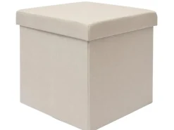 DuneDesign Faltbarer Sitzwürfel 38 x 38 x 38 cm mit Stauraum Beige-Grau