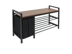 DuneDesign Metall Schuhregal mit Sitzbank und Korb 92 x 30 x 52 cm