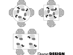 DuneDesign Tischset für 4 Personen Flusskiesel-Design Hellgrau