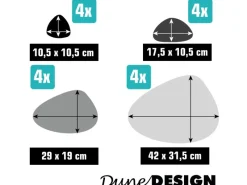 DuneDesign Tischset für 4 Personen Flusskiesel-Design Hellgrau