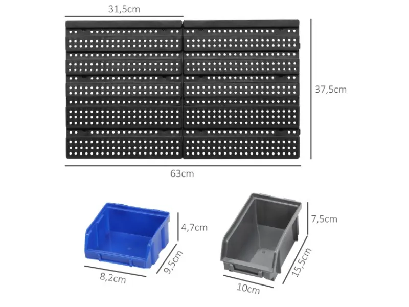 DURHAND Wandregale^Lagersystem Wandregal 37,5 x 63 cm 30tlg. Boxen in 2 Größen
