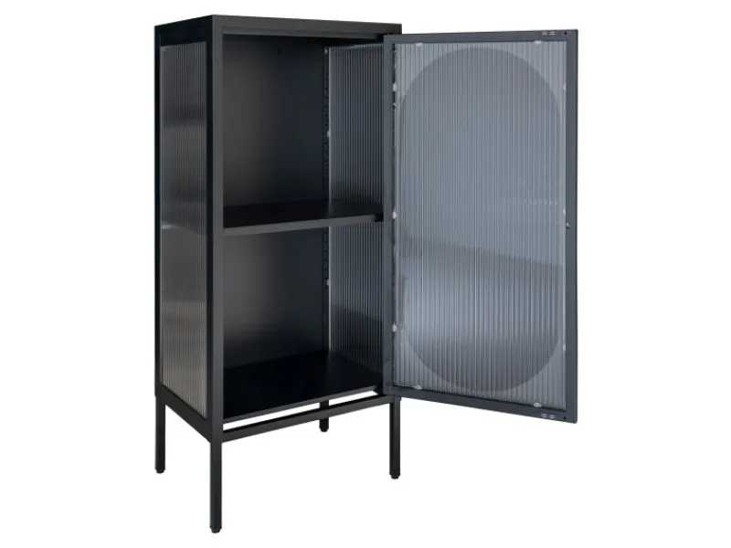 Vitrinen^ebuy24 Adelaide Vitrinenschrank 1 Glastür Schwarz